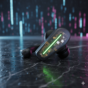 AI生成一款未来主义风格的无线耳机