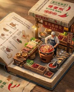 关于重庆麻辣烫的3D微缩场景